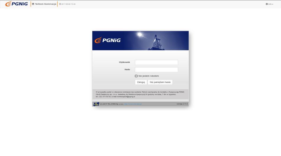 pl/ oraz wybraniu opcji logowania się do PGNiG OD pojawi się okno logowania systemu : Następnie, aby zalogować się poprawnie do panelu użytkownika należy : 1.