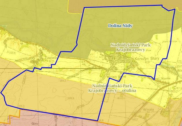 Mapa 7 Obszary cenne przyrodniczo sołectwo Stary Korczyn Źródło: opracowanie własne na podstawie geoserwis.gdos.gov.