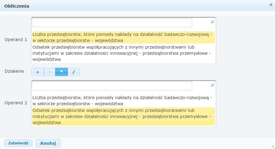 Format.csv ikonka Format.xml ikonka Po wciśnięciu w jedną z 3 ikonek nastąpi ściągnięcie pliku na dysk komputera. Istnieje możliwość operacji na wybranych wskaźnikach.