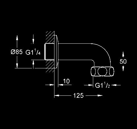 kolanko wyjścia, DN 40 nakrętka 2 x 1 1/2  1 1/4