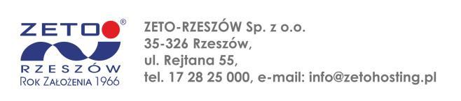 Regulamin określający zasady korzystania z serwisów internetowych oraz świadczenia usług przez ZETO-RZESZÓW Sp. z o.o. I.