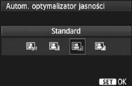3 Auto Lighting Optimizer (Automatyczny optymalizator jasności)n Jeśli obraz jest zbyt ciemny lub ontrast jest zbyt nisi, jasność i ontrast obrazu mogą być orygowane automatycznie.