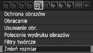 S Zmień rozmiar Pozwala zmienić rozmiar obrazu, aby zmniejszyć liczbę piseli i zapisać go jao nowy obraz. Zmiana rozmiaru jest możliwa tylo dla obrazów JPEG 3/4/a/b.