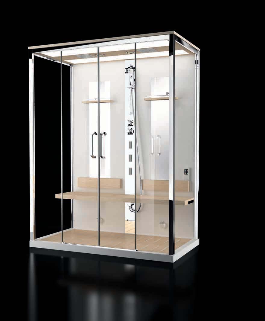 CRYSTAL CLEAR NEUES CHROM FINISH NOWA TECHNOLOGIA PROFILE CHROM ANTIKALKBESCHICHTUNG POWŁOKA ANTIKALK Dach aus HPL in Dach z tworzywa HPL wykończony drewnem MP3 Anschluss Przyłącze MP3 2 Kopfbrausen