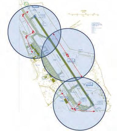 Badania w Międzynarodowym Porcie Lotniczym Katowice (EPKT) 5. Mapa działań operacyjnych i proponowanych lądowisk dla UAV. Źródło: Adrian Łach 6.