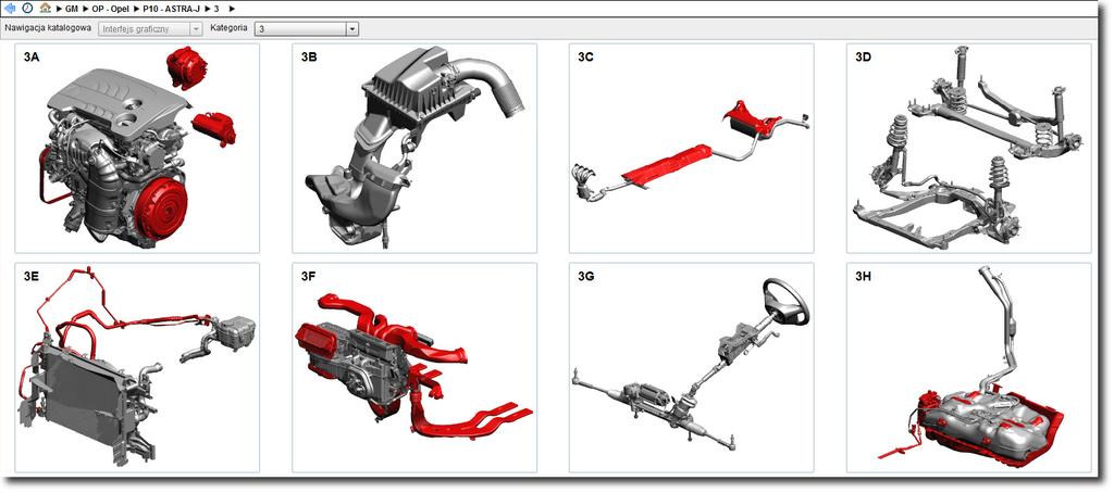 Nawigacja graficzna Grupowanie w oparciu o system Wszystkie części skojarzone z określoną naprawą będzie można znaleźć w tej