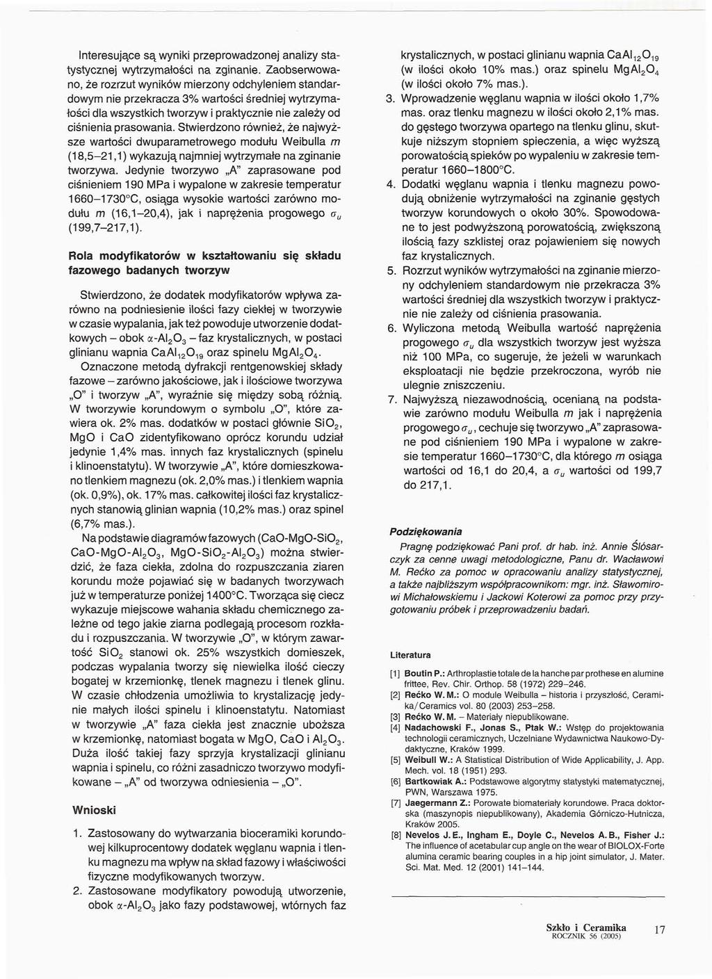 Interesujące są wyniki przeprowadzonej analizy statystycznej wytrzymałości na zginanie.