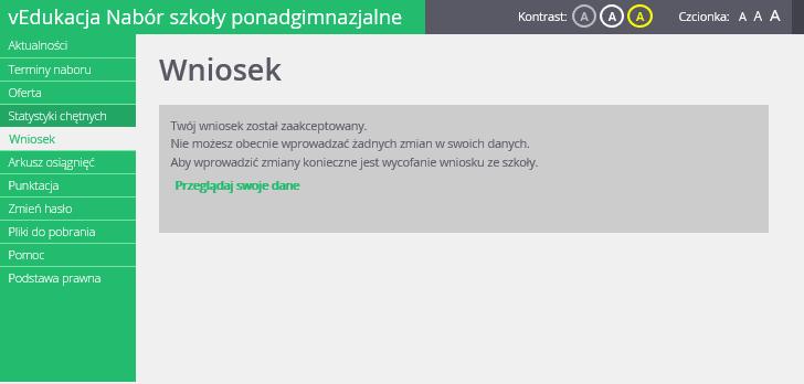 Rejestracja kandydata Dopóki stan wniosku jest inny, niż zaakceptowany, można w danych kandydata wprowadzać zmiany.