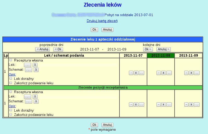 Obsługa receptariusza Jeśli zdefiniowaliśmy receptariusz dla jednostki, możemy zlecać i wydawać leki w oparciu o niego. Poniżej omówiono sposób postępowania.