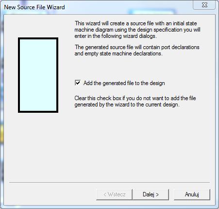 Otworzy się okno kreatora nowych plików źródłowych.