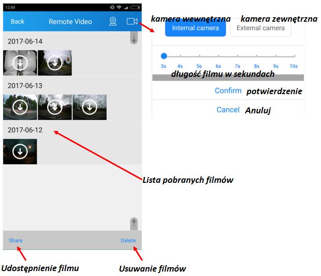 NAGRANIA W APLIKACJI MOBILNEJ ORAZ PODGLĄD W CZASIE RZECZYWISTYM Aby pobrać wideo należy sprawdzić czy urządzenie jest online w aplikacji mobilnej.