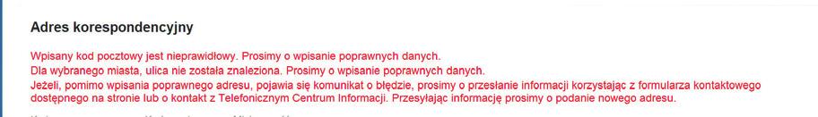 Krok 2 Zmiana danych Ważne: Portal umożliwia wprowadzenie jednego adresu.