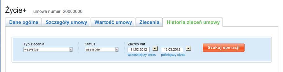 Wybierając, przy rachunku z ubezpieczeniowym funduszem kapitałowym, opcję szczegóły, uzyskasz dostęp do historii wszystkich transakcji dokonywanych na wybranym rachunku.