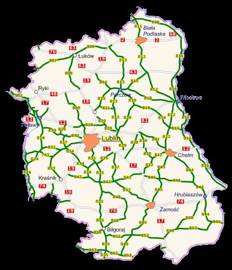 Rysunek 9 Mapa stanu nawierzchni dróg wojewódzkich. Źródło: http://www.zdw.lublin.pl/viewpage.php?page_id=4.