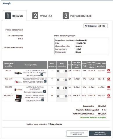 Składanie zamówienia Po dodaniu do koszyka wszystkich produktów, które chcesz zamówić, kliknij na TWÓJ KOSZYK w prawym, górnym rogu ekranu, aby rozpocząć proces składania zamówienia.