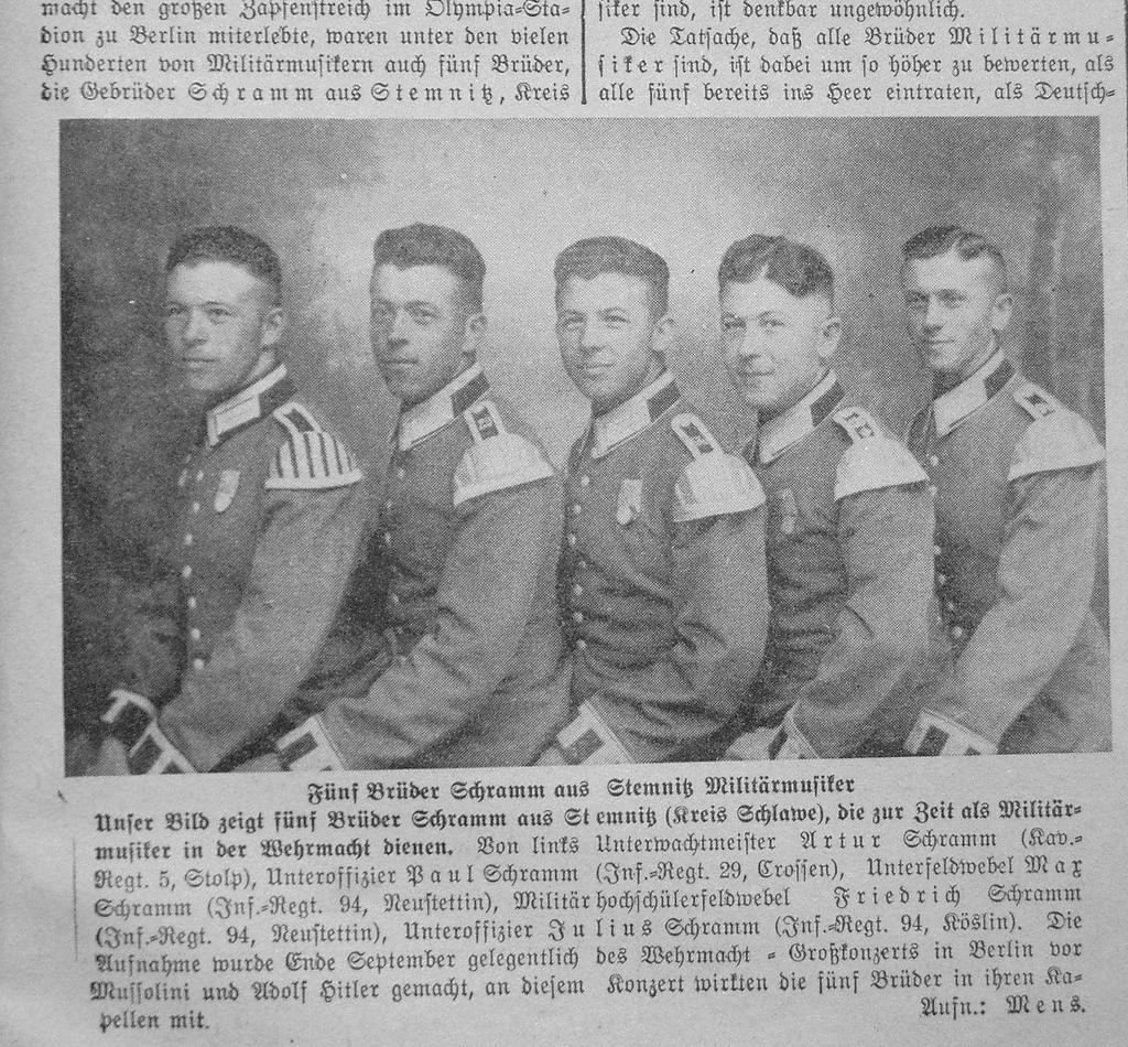 Staniewice historia i współczesność 319 Ryc. 25. Bracia Schramm tworzący zespół muzyczny w Staniewicach (Livonius 1938a) 7. Lata powojenne2 7.1. Osadnicy Po zakończeniu działań II wojny światowej w Staniewicach zamieszkała ludność polska.