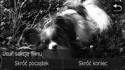Edycja Wybierz część do usunięcia. Dotknij opcji [Skróć początek] lub [Skróć koniec]. Wybranie opcji [Skróć początek] spowoduje usunięcie klatek od początku filmu do aktualnie wyświetlonej sceny.