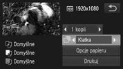 Drukowanie zdjęć Drukowanie z filmów Podłącz aparat do drukarki. Aby wybrać film i wyświetlić ekran przedstawiony po lewej stronie, wykonaj czynności opisane w punktach 1 6 na str. 152.