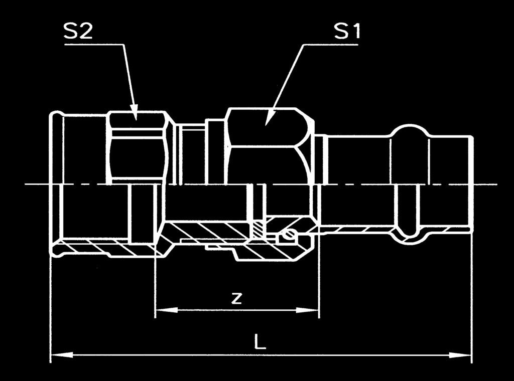 2" 80,5 70 55 05416000 P4330 Śrubunek z uszczelnieniem płaskim Wymiary L S1 S2 Z Kod 12 65 29 25 31 P 4330 01200000 15 78,5 29 25 30,5 01500000 18 75,5 29 25 30,5 01800000 22 89 36,5 31 41 02200000