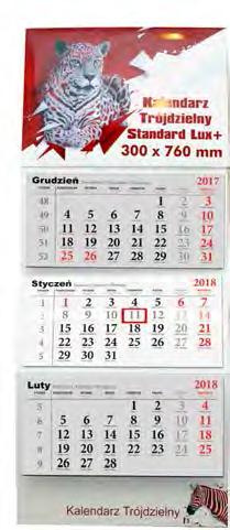 kalendaria jednomiesięczne czterojęzyczne (miesiąc poprzedni - szary, aktualny - biały, następny - szary) Imieniny, święta i