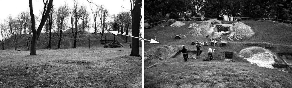 PLANSZA 89 Ryc. 1. Północna część Góry Katedralnej w chełmie (tzw. Wysoka Górka) miejsce badań archeologicznych (a) oraz widok ogólny wykopalisk w lecie 2010 r. (b) (fot. A. Buko).