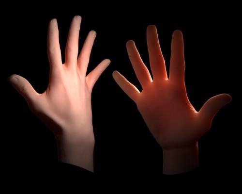 Subsurface Scattering W rzeczywistym świecie ludzka skóra odbija na powierzchni jedynie 6% światła, pozostałe 94% pochodzi z rozproszenia