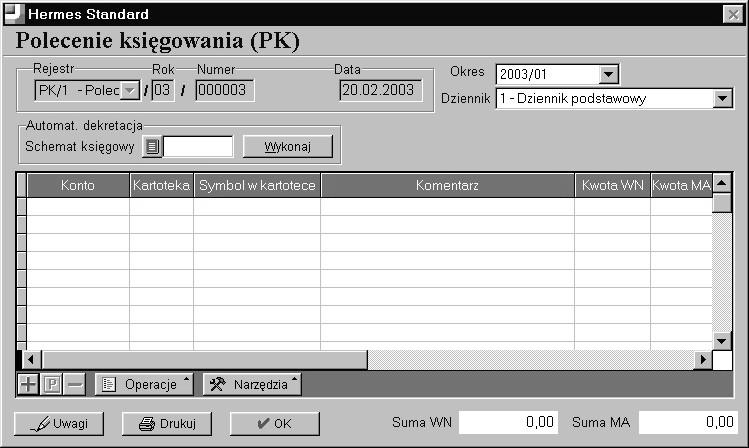 9. Polecenia księgowania (PK) Polecenia księgowania są jedynymi dokumentami obsługiwanymi w całości w module Księga Handlowa.