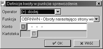 Operator Wybór operatora arytmetycznego. O tym jak wartość funkcji będzie wykorzystana decyduje operator arytmetyczny.
