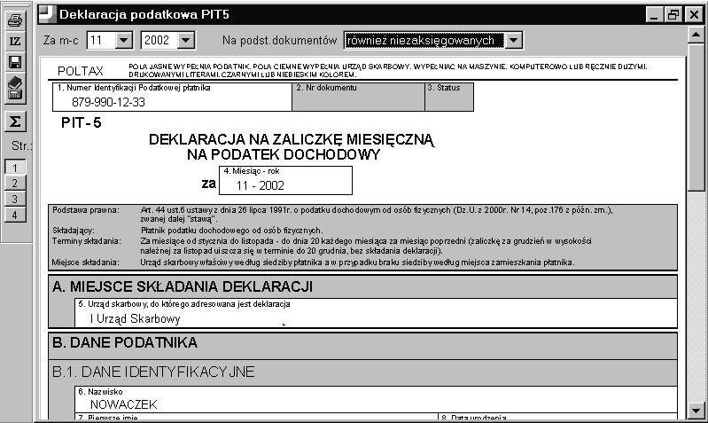 Miesiąc można zmienić za pomocą selektora u góry okna.