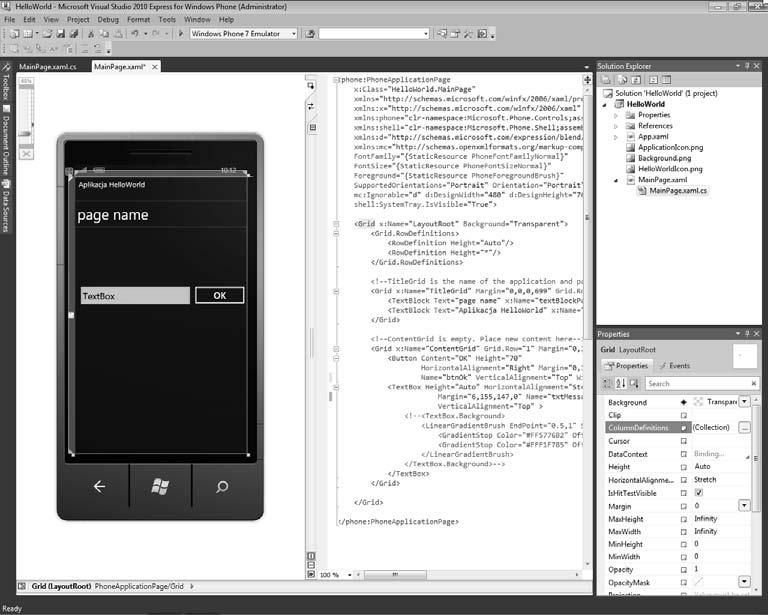 ROZDZIA 2. TWORZENIE APLIKACJI WINDOWS PHONE 7 Rysunek 2.6.