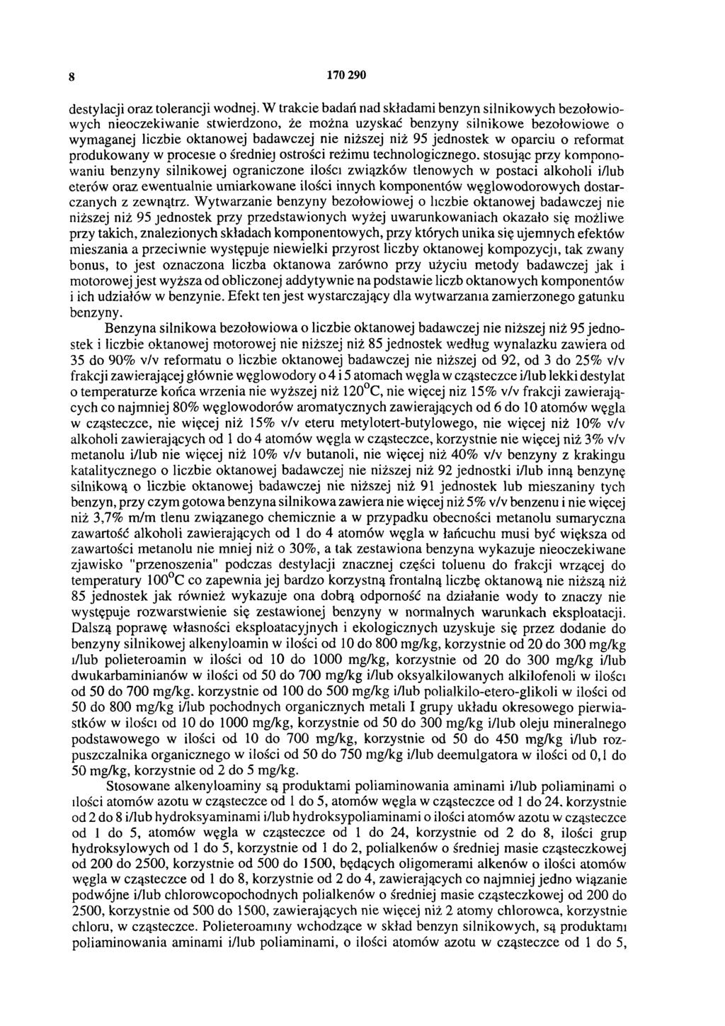 8 170 290 destylacji oraz tolerancji wodnej.