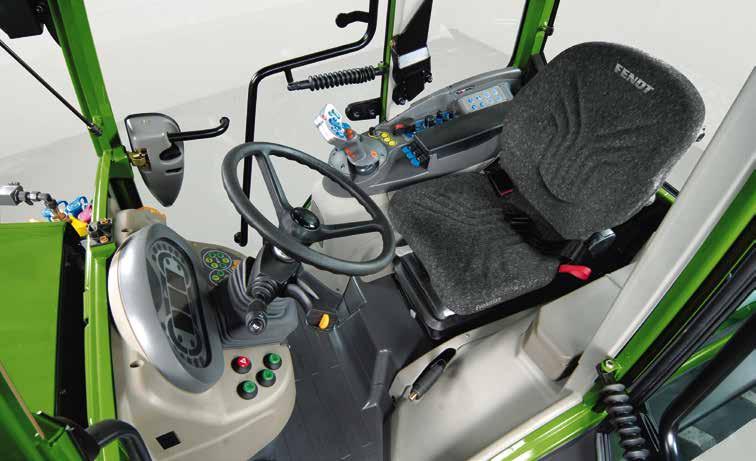 Fendt 200 Vario nie tylko oferuje ogrzewanie ciepłą wodą, lecz może zostać wyposażony w doskonale zintegrowany układ wentylacji. Klimatyzacja automatyczna jest dostępna jako opcja.