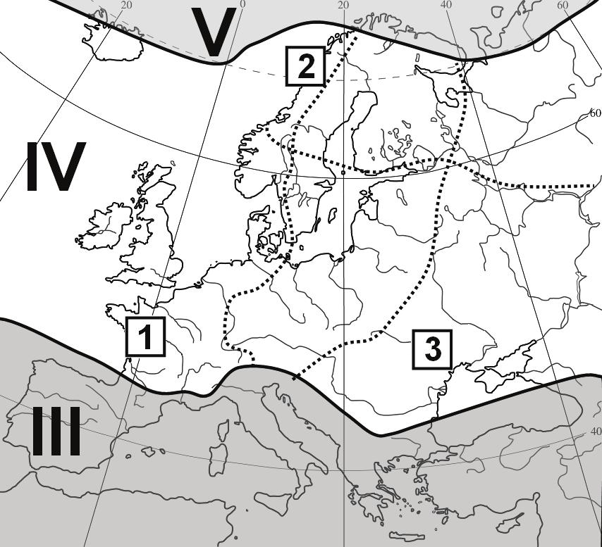 4 Egzamin maturalny z geografii Zadanie 8. (2 pkt) Na rysunku przedstawiono drogę Słońca po sklepieniu niebieskim w różnych porach roku.