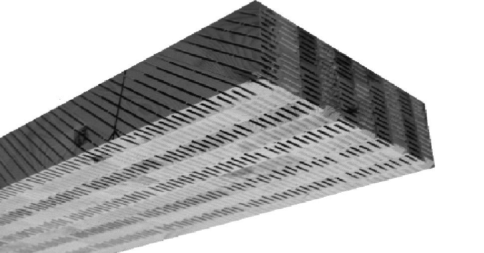 Following this, 8 double-faced grooves were cut in the longitudinal direction in the flat faces of the boards with the following groove dimensions: a depth of 24 mm, pitch of 6.4 mm and width of 3.