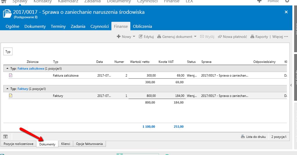 Niektóre opcje menu Finansów pokrywają się. Różnią się one jednak zachowaniem, w zależności od tego, w jakiej karcie się obecnie znajdujesz.