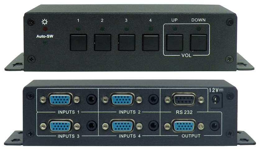 PTN - VGA SWITCHERS PTN WVG2A Przełącznik, który obsługuje sygnały analogowe audio video : na wejściu 2xVGA (D-Sub 15HD), na wyjściu 1xVGA (D-Sub 15HD).