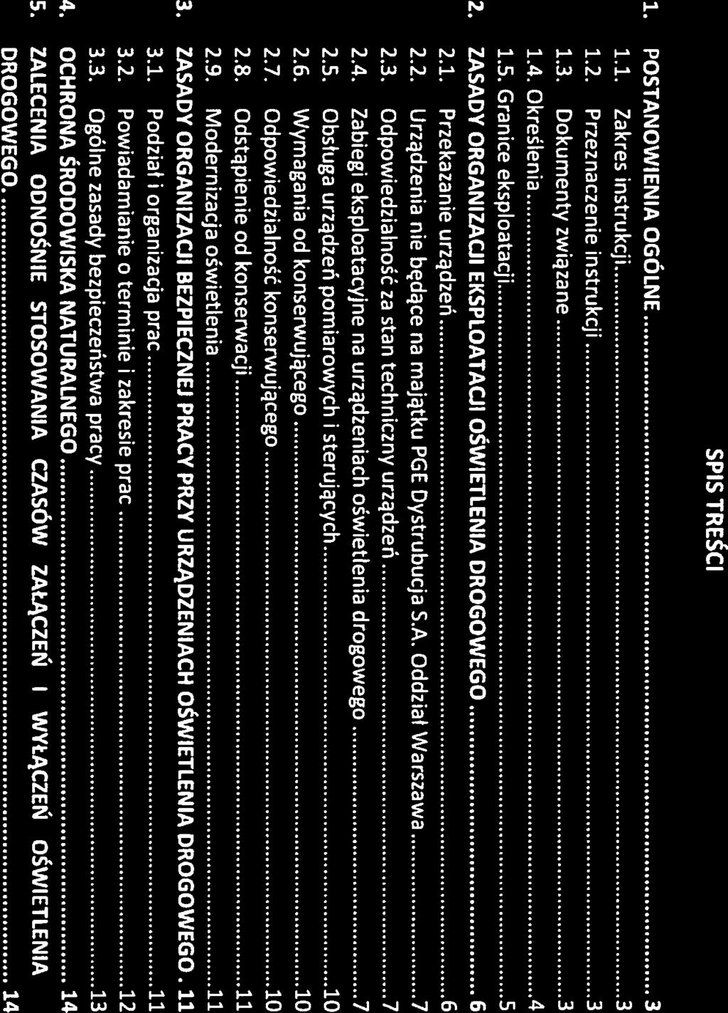 SPIS TREŚCI 1. POSTANOWIENIA OGÓLNE.3 1.1. Zakres instrukcj 3 1.2. Przeznaczenie instrukcji 3 1.3. Dokumenty związane 3 1.4. Określenia 4 1.5. Granice eksploatacji 5 2.