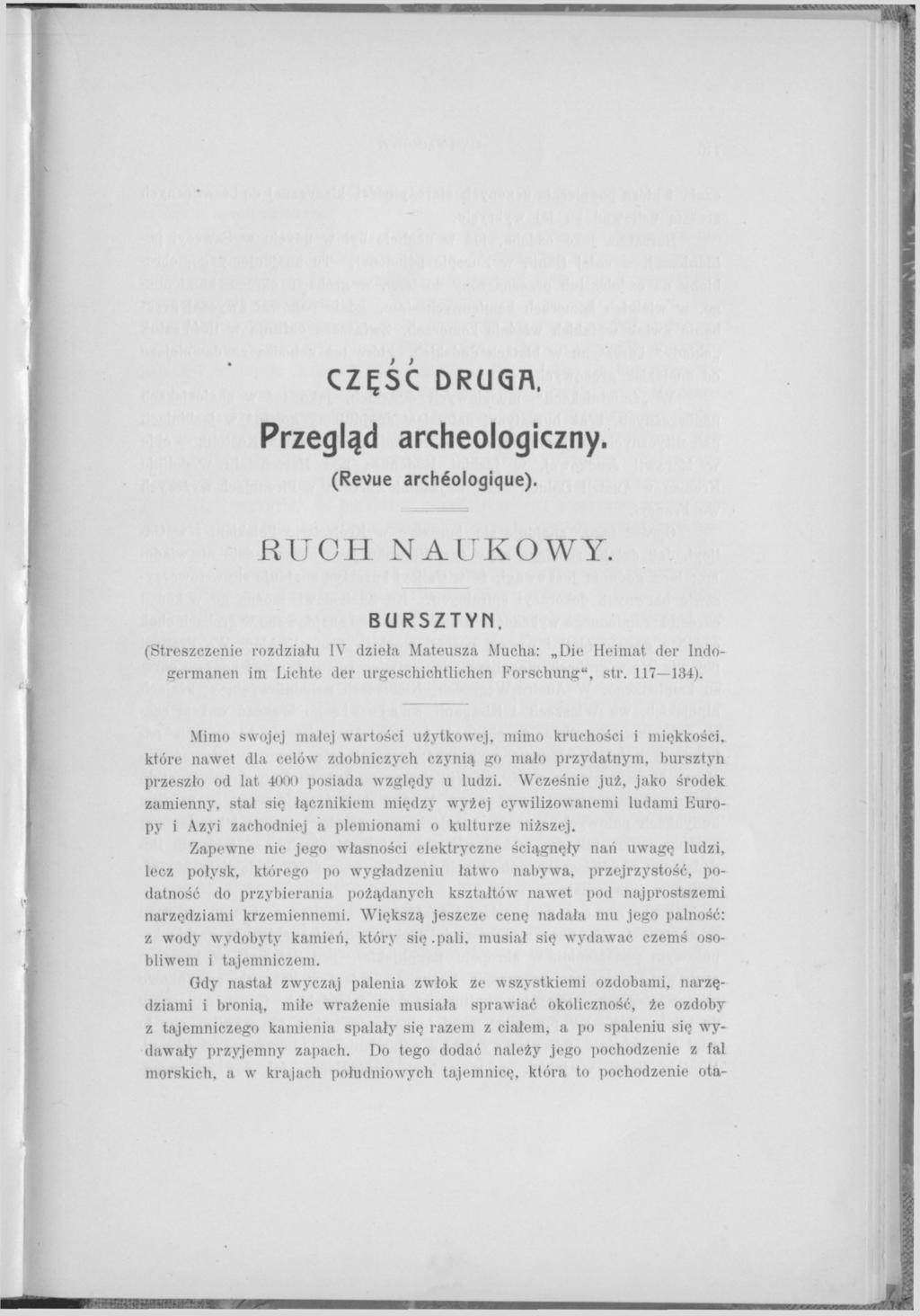 CZĘSC DRU GR, Przegląd archeologiczny. (Revue archéologique). Я1ТСН NAUKOWY. BURSZTYN.