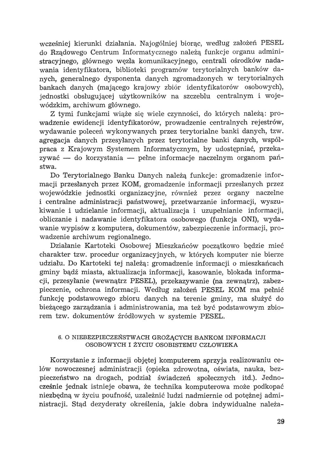 wcześniej kierunki działania.
