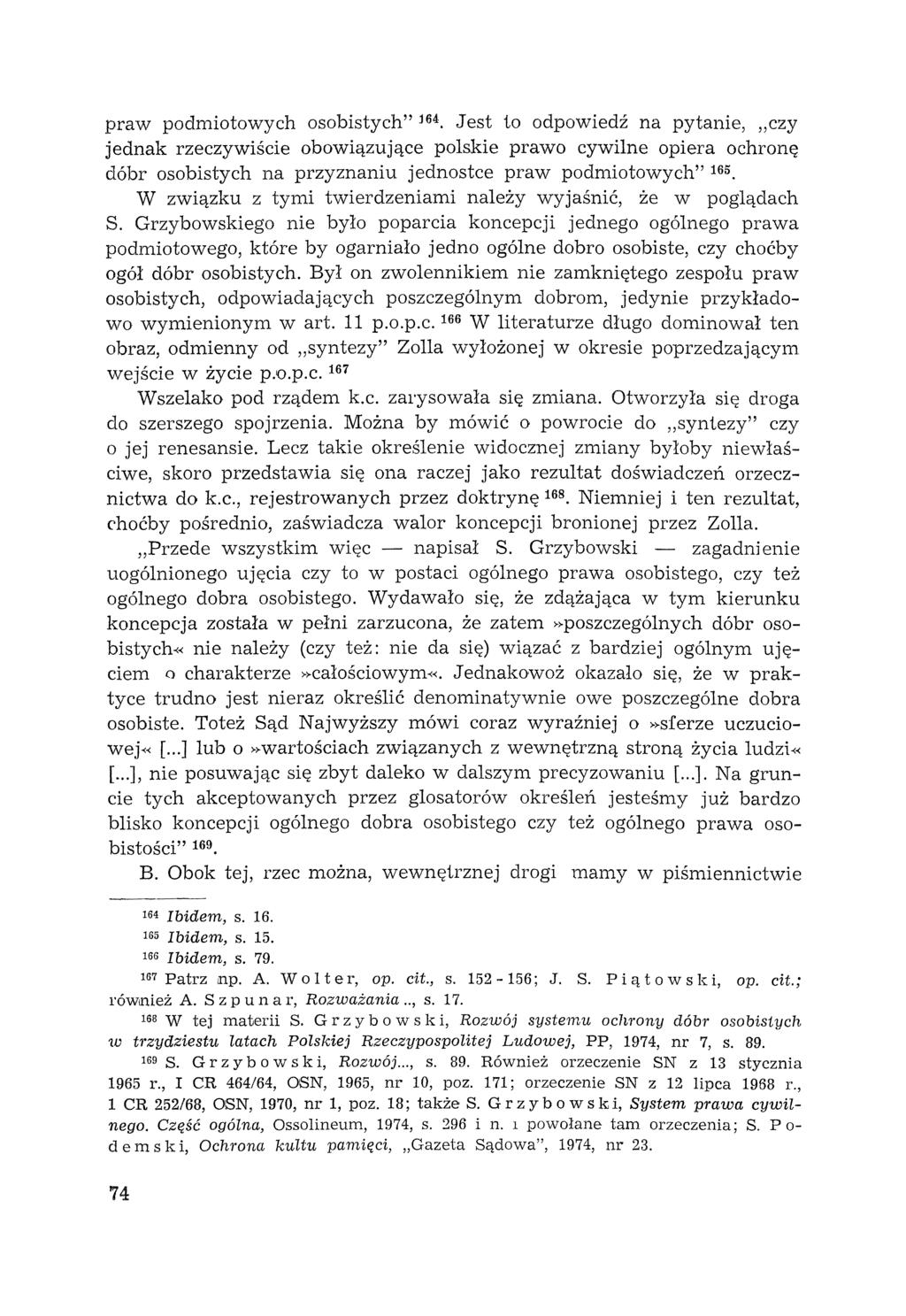 praw podmiotowych osobistych" 164.