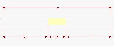 Rys. 2 Arkusz płaski (rozgięty) Metoda naddatku pozwala określić całkowitą długość arkusza blachy (LT) jako sumę długości części arkusza płaskiego (D1 i D2) oraz długości łuku zgięcia