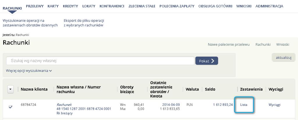 Pojawi się kolejne okno w którym można określić zakres dat, z którego będą prezentowane