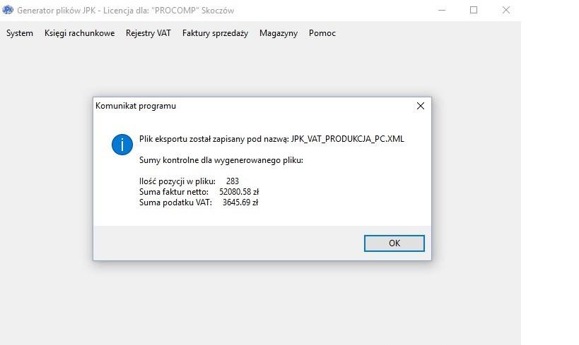 PRODUKCJA W tym przypadku w nazwie pliku dodany zostanie symbol będący uzupełnieniem numeru faktur.