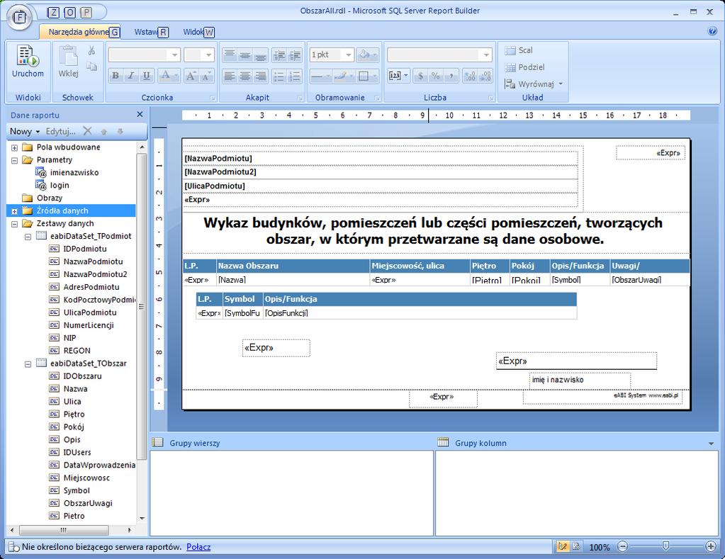 Definiowanie Raportów W wersji 2.3.0 został utworzony katalog RAPORTY, który zawiera definicje raportów. W tabeli poniżej warte są nazwy plików z opisem raportów.