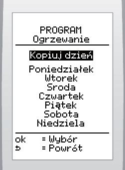 Zmeń lub skasuj zaprogramowane przedzały czasowe (maksymalne 7 przedzałów w cągu 24 godzn). (**) Funkcje dotępne w zależnośc od konfguracj systemu. 4.2.1 Kopowane dna Funkcja pozwala zastosować nastawy z jednego dna w nnych dnach.