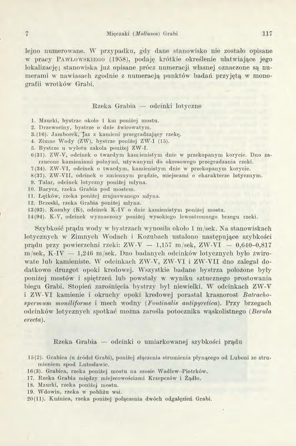 7 Mięczaki (M ollusca) Grabi 117 le j n o n u m e r o w a n e.