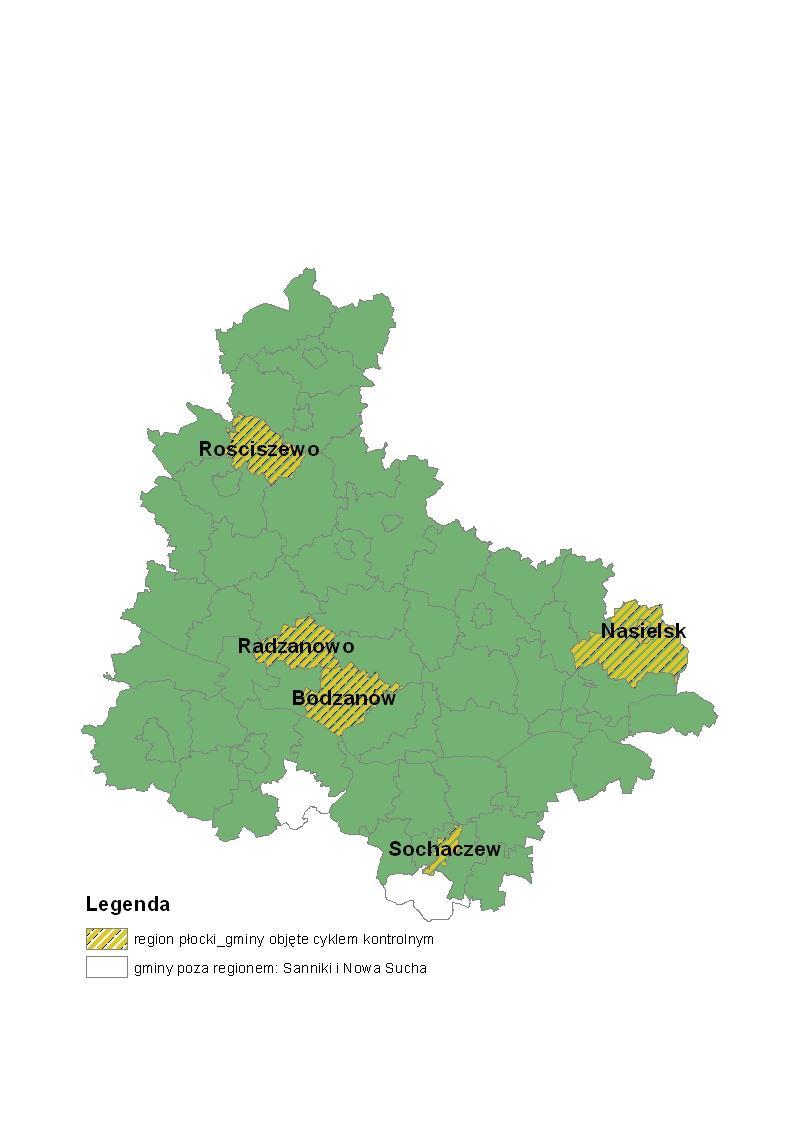 REGION PŁOCKI ZEBRANE ODPADY Gminy objęte cyklem kontrolnym (5 z 32 w województwie) Gmina Ludność Masa zebranych odpadów w 2012 r.