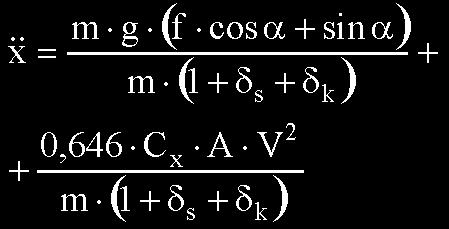 A dynamic test of a vehicle in motion and exhaust gas emissions... reduced to crankshaft axis, I k = 0.