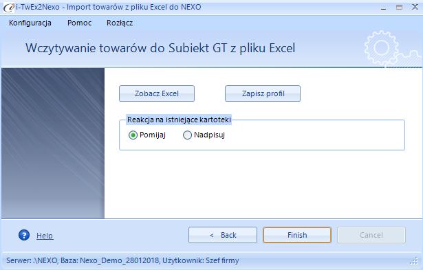 3.3. Wczytywanie towarów do Subiekta nexo Kolejnym i ostatnim krokiem jest wczytanie produktów do Subiekta Nexo Pro.