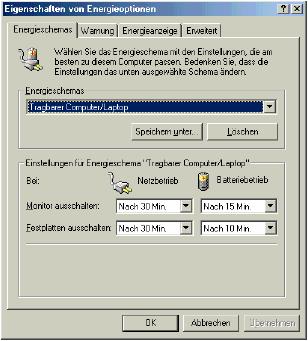 6.6.3 Wyłączanie automatyczne W menu Programy / Panel sterowania / Zarządzanie energią moŝna zadać parametry, który umoŝliwią przechodzenie KTS 650 w stan uśpienia przy zasilaniu z sieci lub
